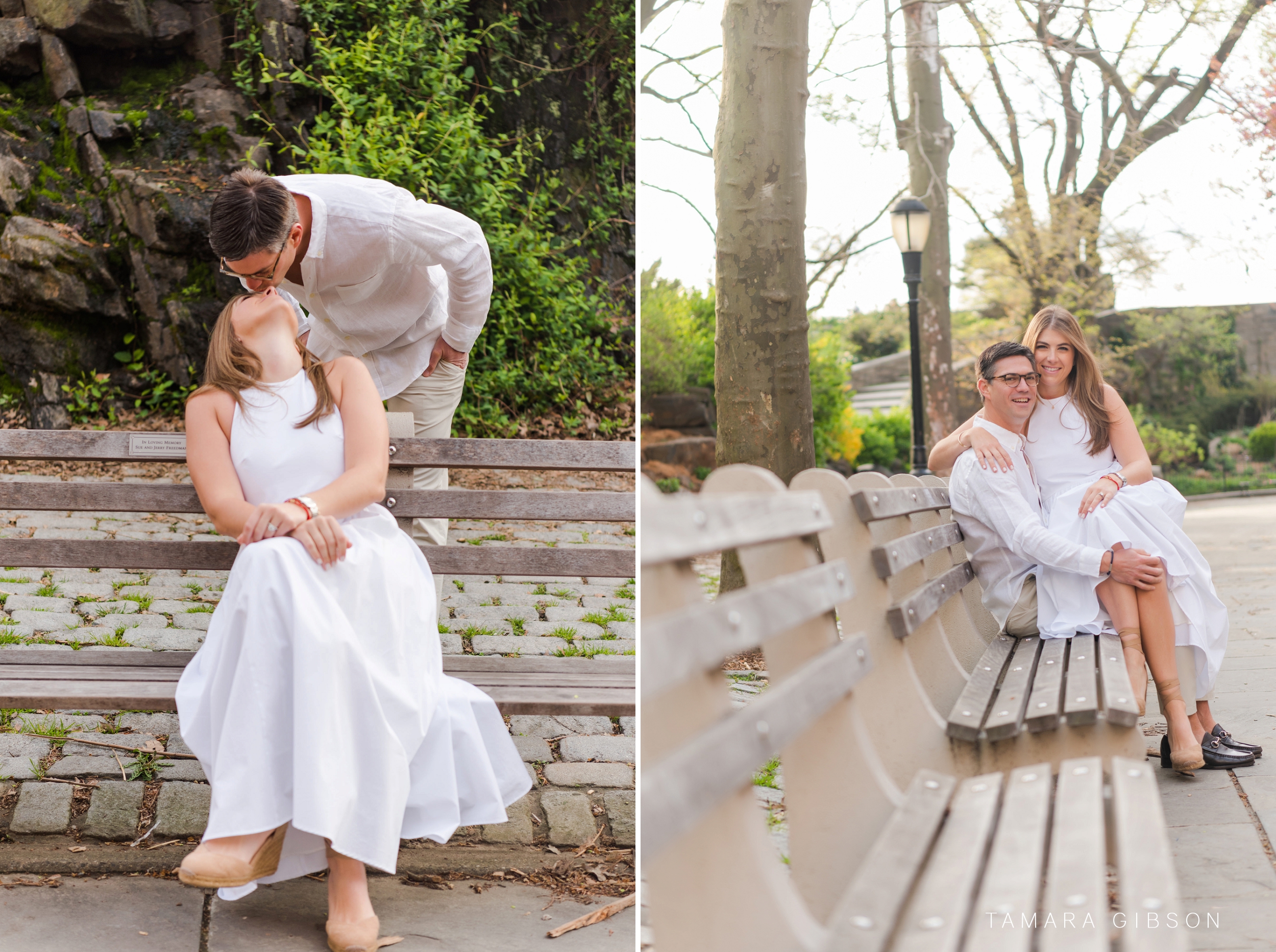 Collage of Couple at park during NYC Engagement Session