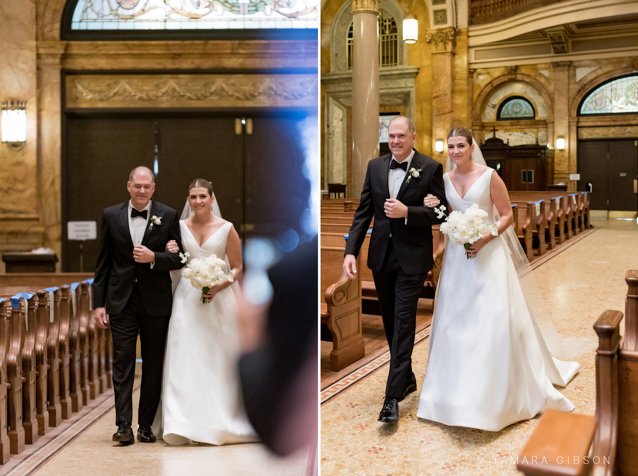 Father walking bride down the aisle during NYC wedding